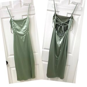 Luxurious Night Satin Midi Dress Mint Green Small NWT